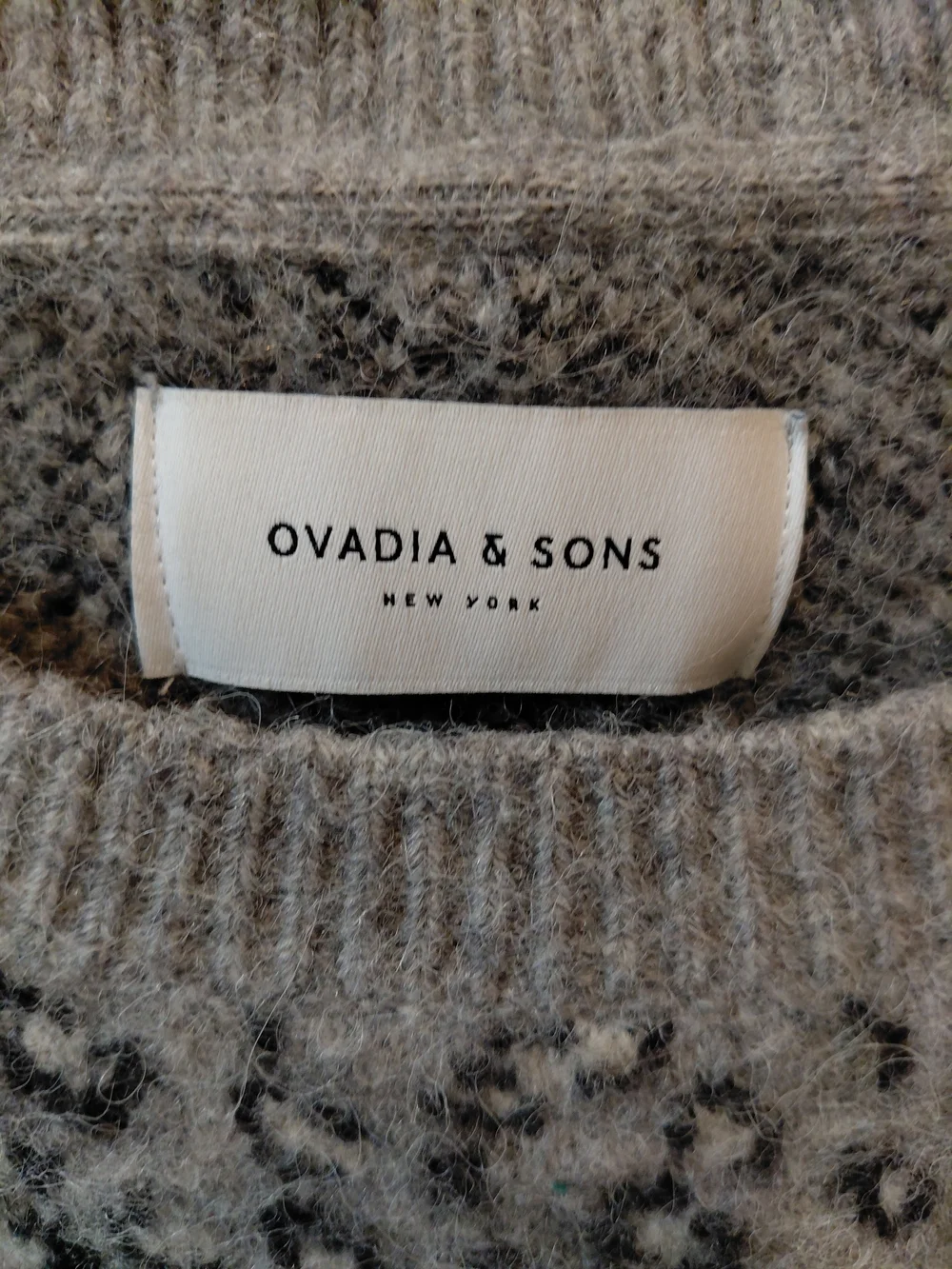 Ovadia & Sons Men's Gray Leopard Crewneck Sweater
